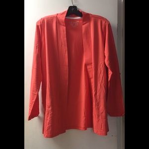🎄 Tangerine Roll-Up Sleeve Open Cardigan